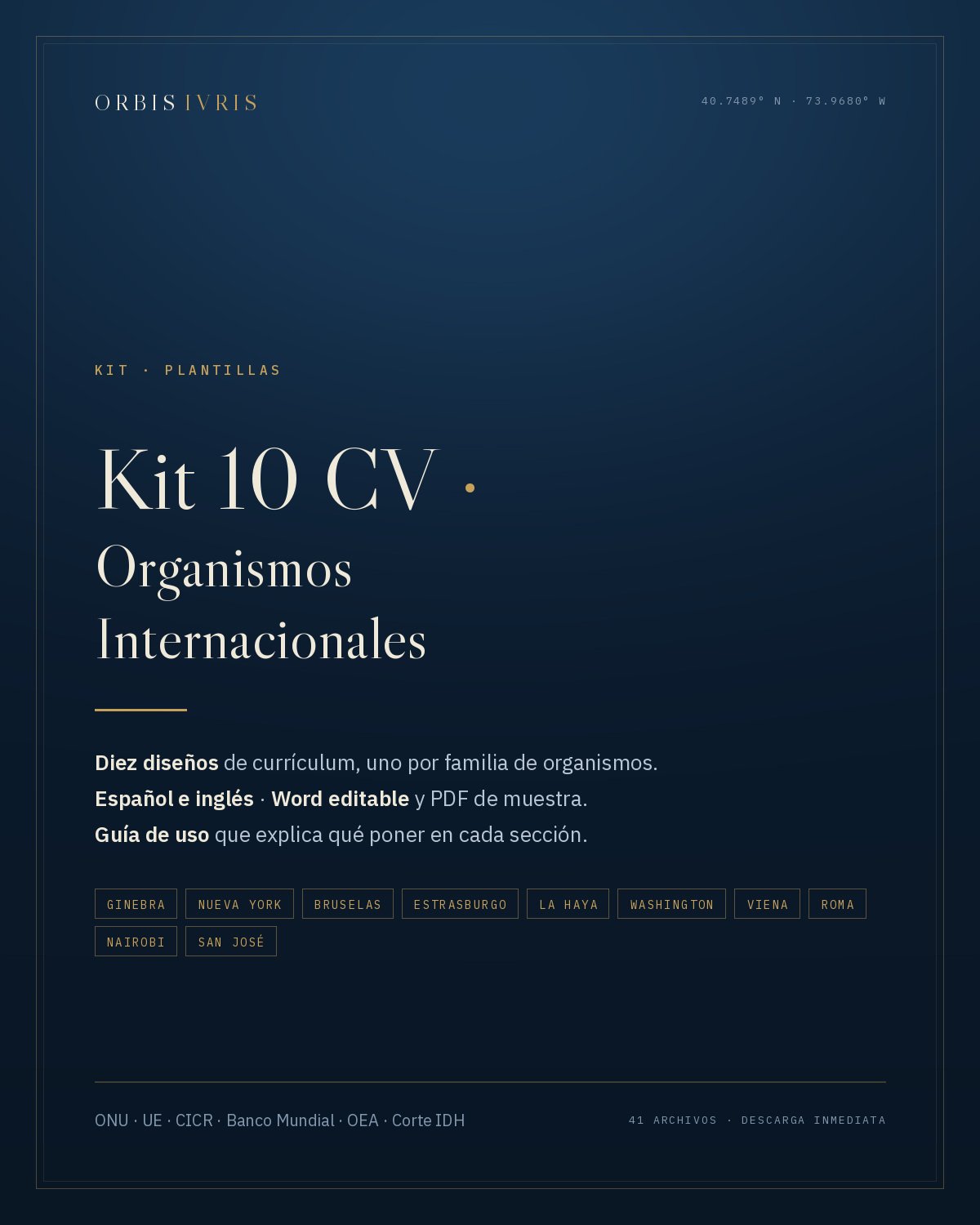 Portada — Kit 10 CV · Organismos Internacionales